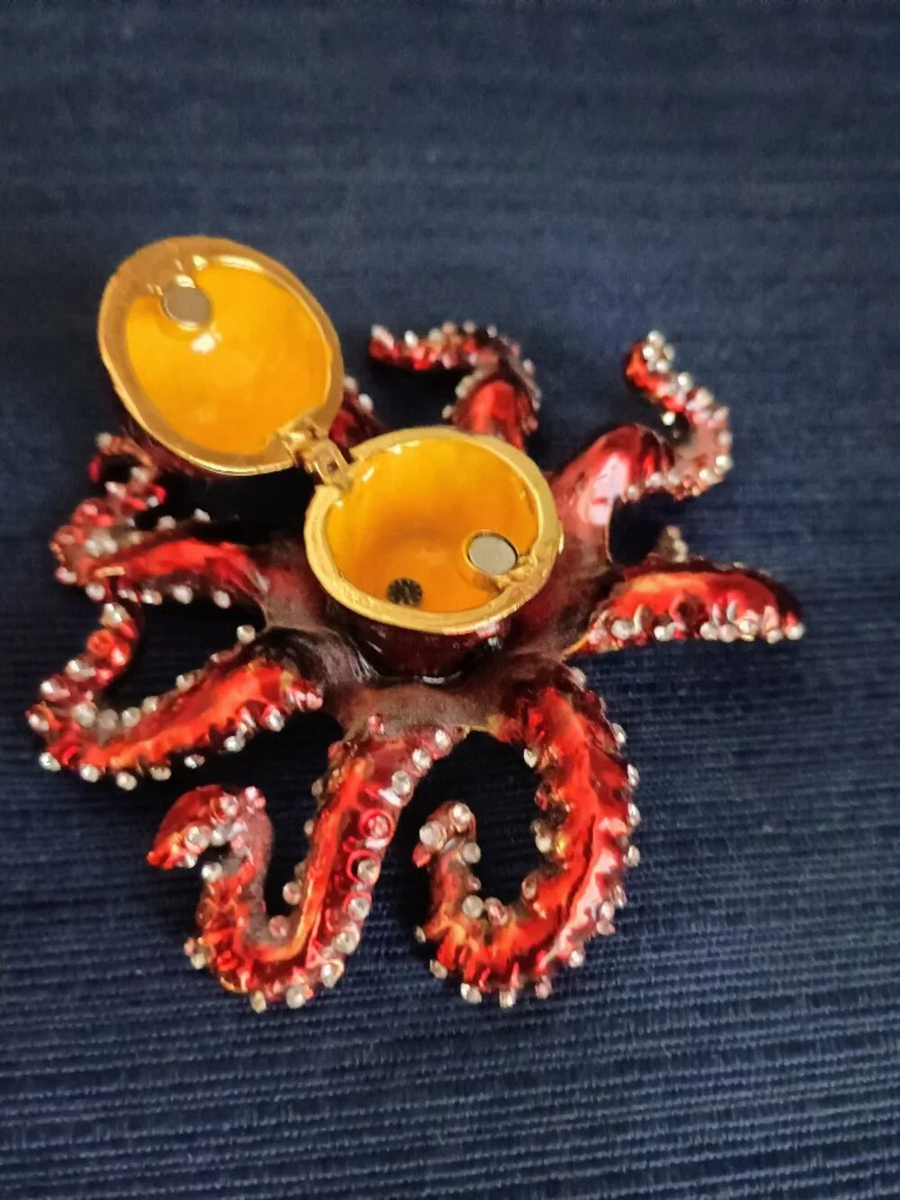 Octopus Jeweled Enameled Trinket Box